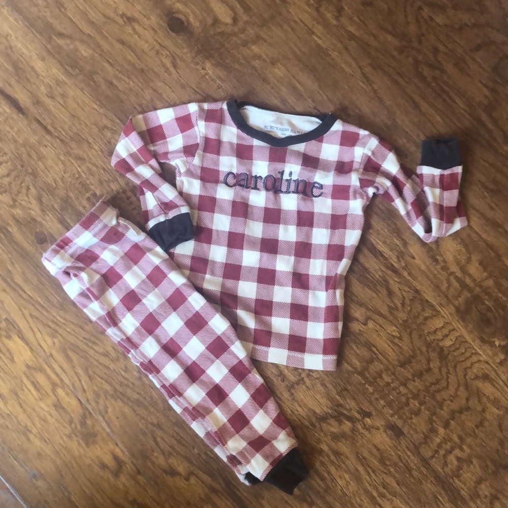 Caroline monogrammed Burts Bee’s pajama set